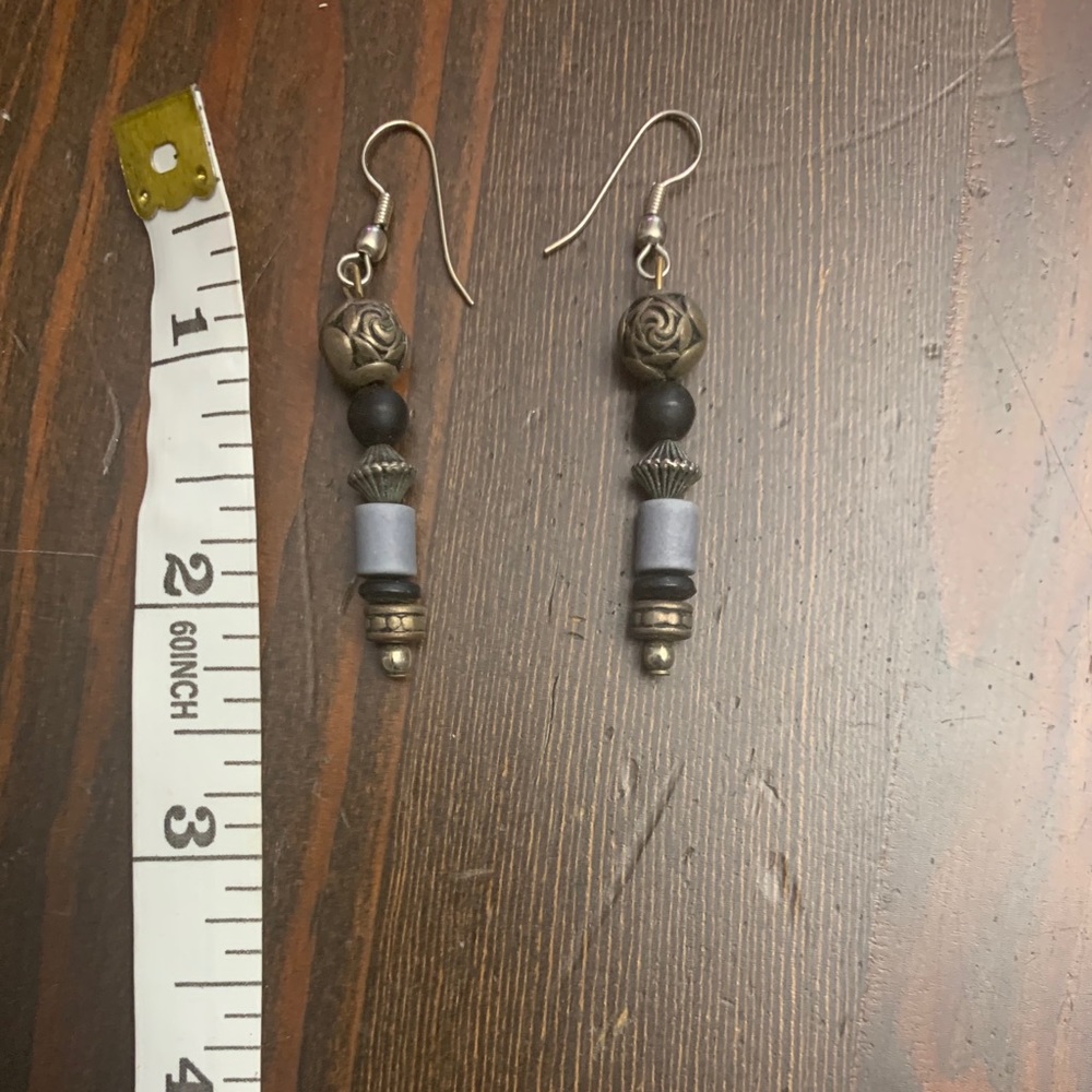 2 FOR $15 Handcrafted blue/black/silvery earrings